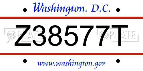 Z38577T District Of Columbia License Plate