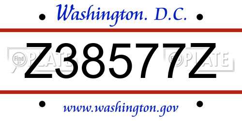 Z38577Z District Of Columbia License Plate