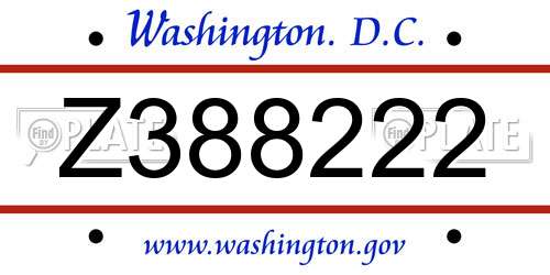 Z388222 District Of Columbia License Plate