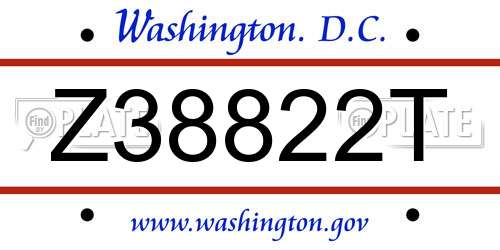 Z38822T District Of Columbia License Plate