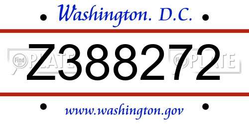 Z388272 District Of Columbia License Plate