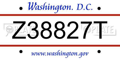 Z38827T District Of Columbia License Plate