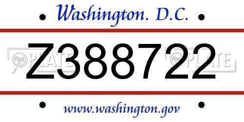 Z388722 District Of Columbia License Plate