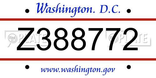 Z388772 District Of Columbia License Plate
