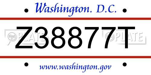 Z38877T District Of Columbia License Plate