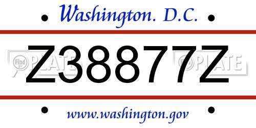 Z38877Z District Of Columbia License Plate