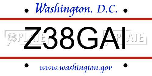 Z38GAI District Of Columbia License Plate