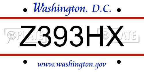 Z393HX District Of Columbia License Plate