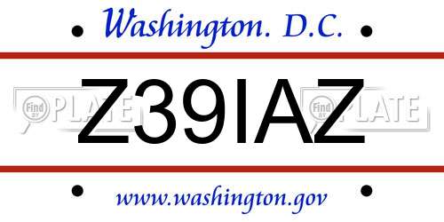 Z39IAZ District Of Columbia License Plate