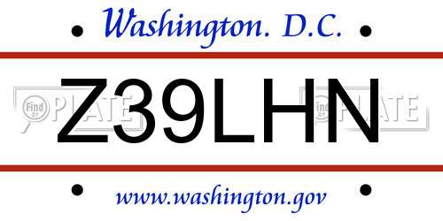 Z39LHN District Of Columbia License Plate
