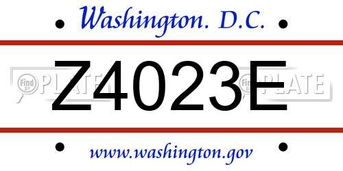 Z4023E District Of Columbia License Plate