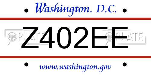 Z402EE District Of Columbia License Plate
