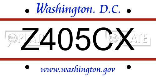 Z405CX District Of Columbia License Plate
