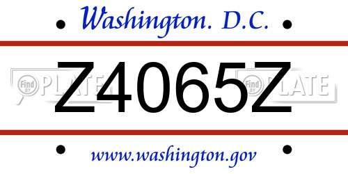 Z4065Z District Of Columbia License Plate