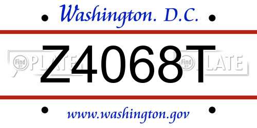 Z4068T District Of Columbia License Plate