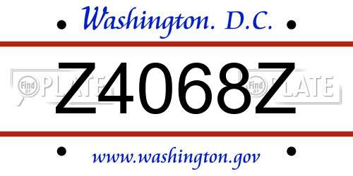Z4068Z District Of Columbia License Plate