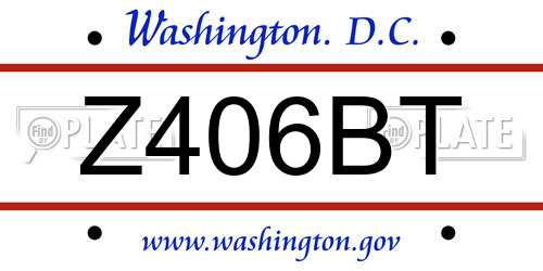 Z406BT District Of Columbia License Plate