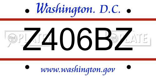 Z406BZ District Of Columbia License Plate