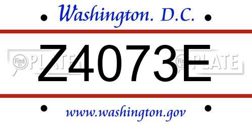 Z4073E District Of Columbia License Plate