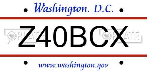 Z40BCX District Of Columbia License Plate