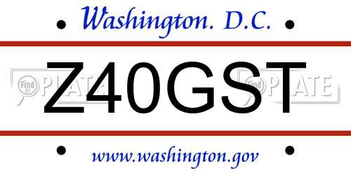 Z40GST District Of Columbia License Plate