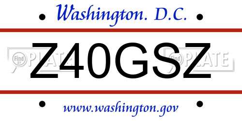 Z40GSZ District Of Columbia License Plate
