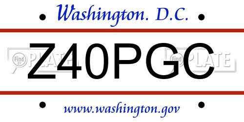 Z40PGC District Of Columbia License Plate