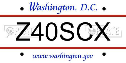 Z40SCX District Of Columbia License Plate