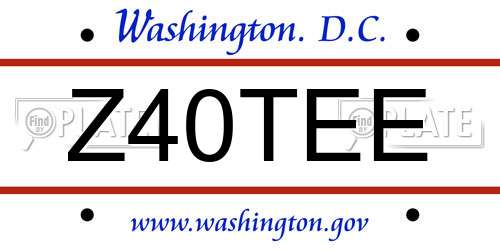 Z40TEE District Of Columbia License Plate