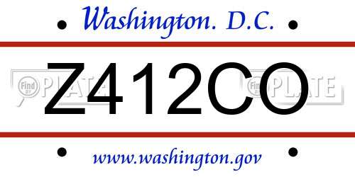 Z412CO District Of Columbia License Plate