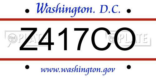 Z417CO District Of Columbia License Plate