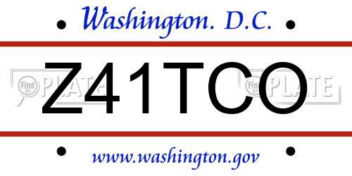 Z41TCO District Of Columbia License Plate