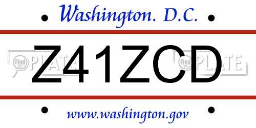 Z41ZCD District Of Columbia License Plate