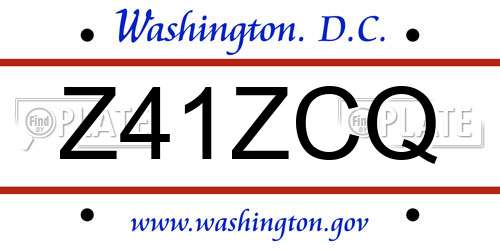 Z41ZCQ District Of Columbia License Plate