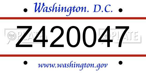 Z420047 District Of Columbia License Plate