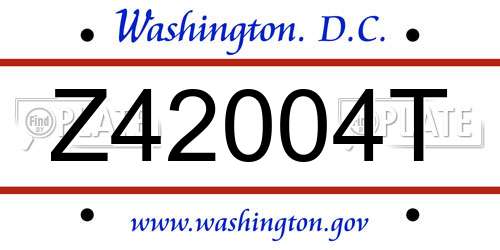 Z42004T District Of Columbia License Plate