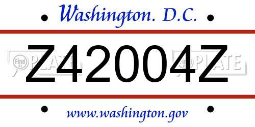 Z42004Z District Of Columbia License Plate