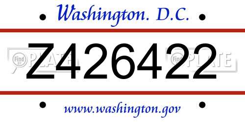 Z426422 District Of Columbia License Plate