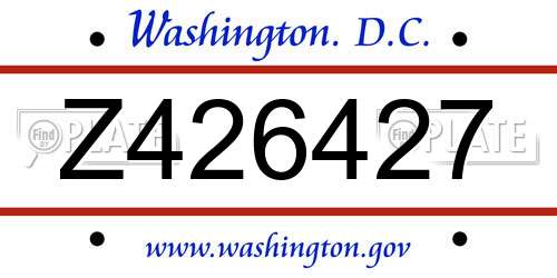 Z426427 District Of Columbia License Plate