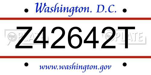 Z42642T District Of Columbia License Plate