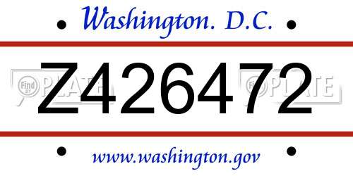 Z426472 District Of Columbia License Plate