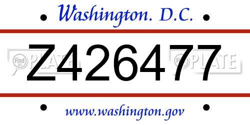 Z426477 District Of Columbia License Plate