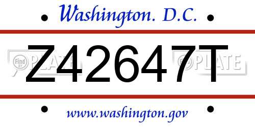 Z42647T District Of Columbia License Plate