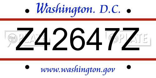 Z42647Z District Of Columbia License Plate