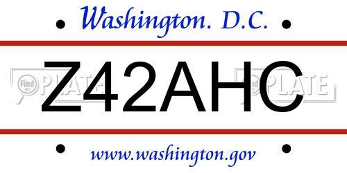 Z42AHC District Of Columbia License Plate