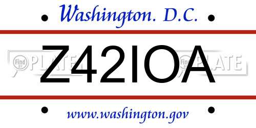 Z42IOA District Of Columbia License Plate