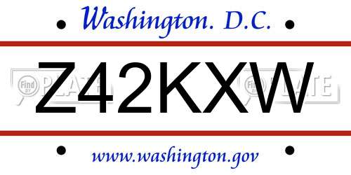 Z42KXW District Of Columbia License Plate