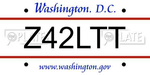 Z42LTT District Of Columbia License Plate
