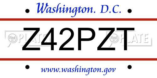 Z42PZT District Of Columbia License Plate