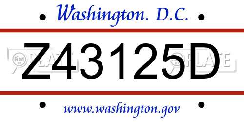 Z43125D District Of Columbia License Plate